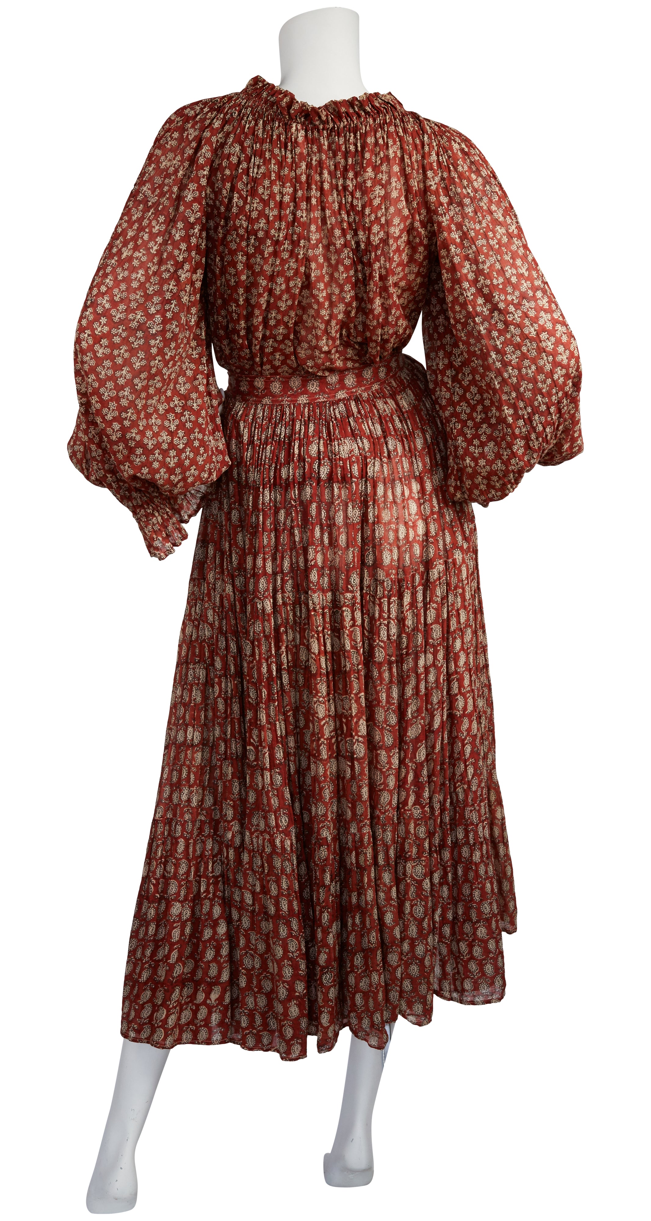 1970s Billowing Indian Cotton Gauze Two-Piece Set