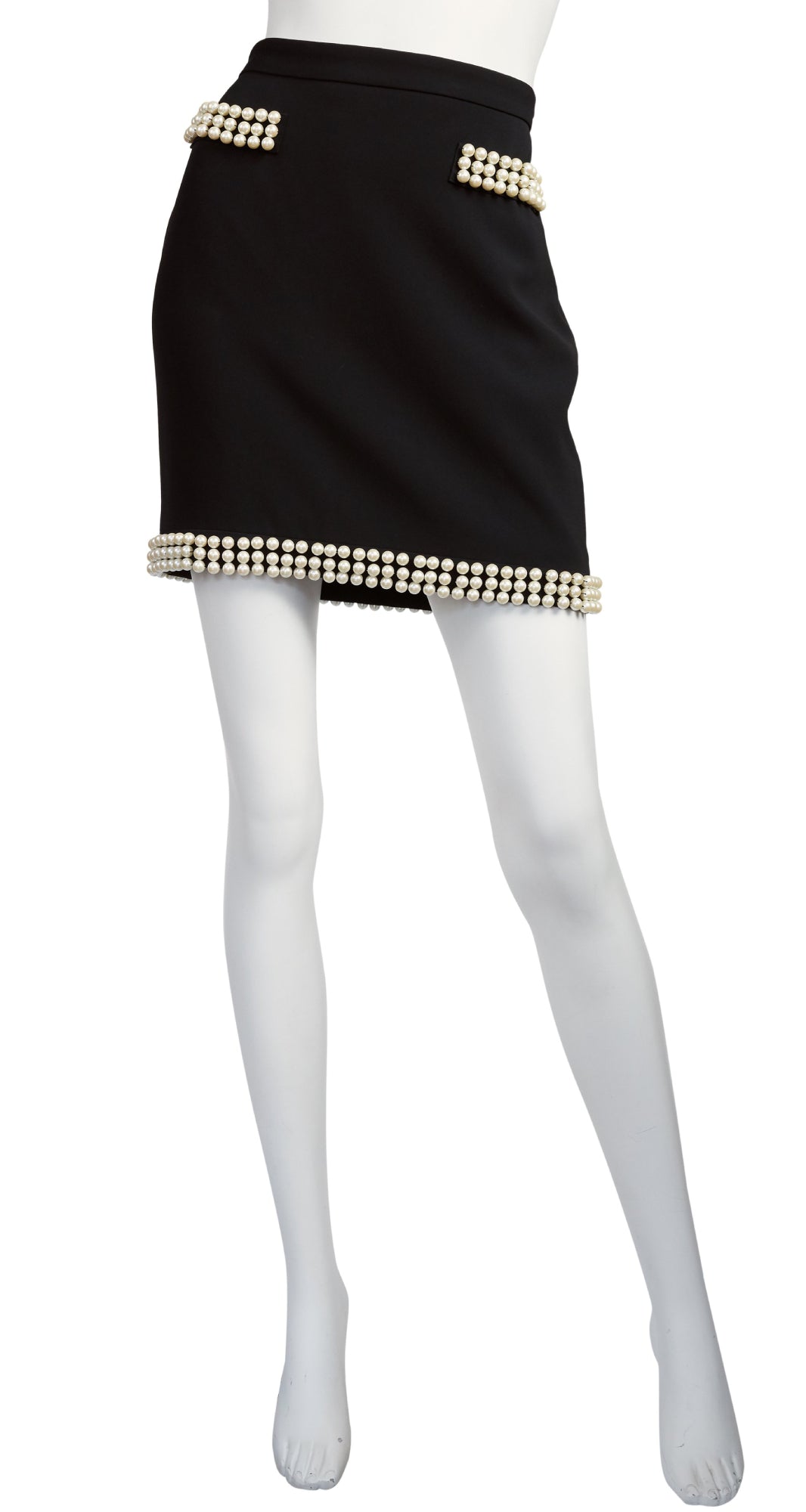 2010 S/S Runway Pearl Trim Black Mini Skirt
