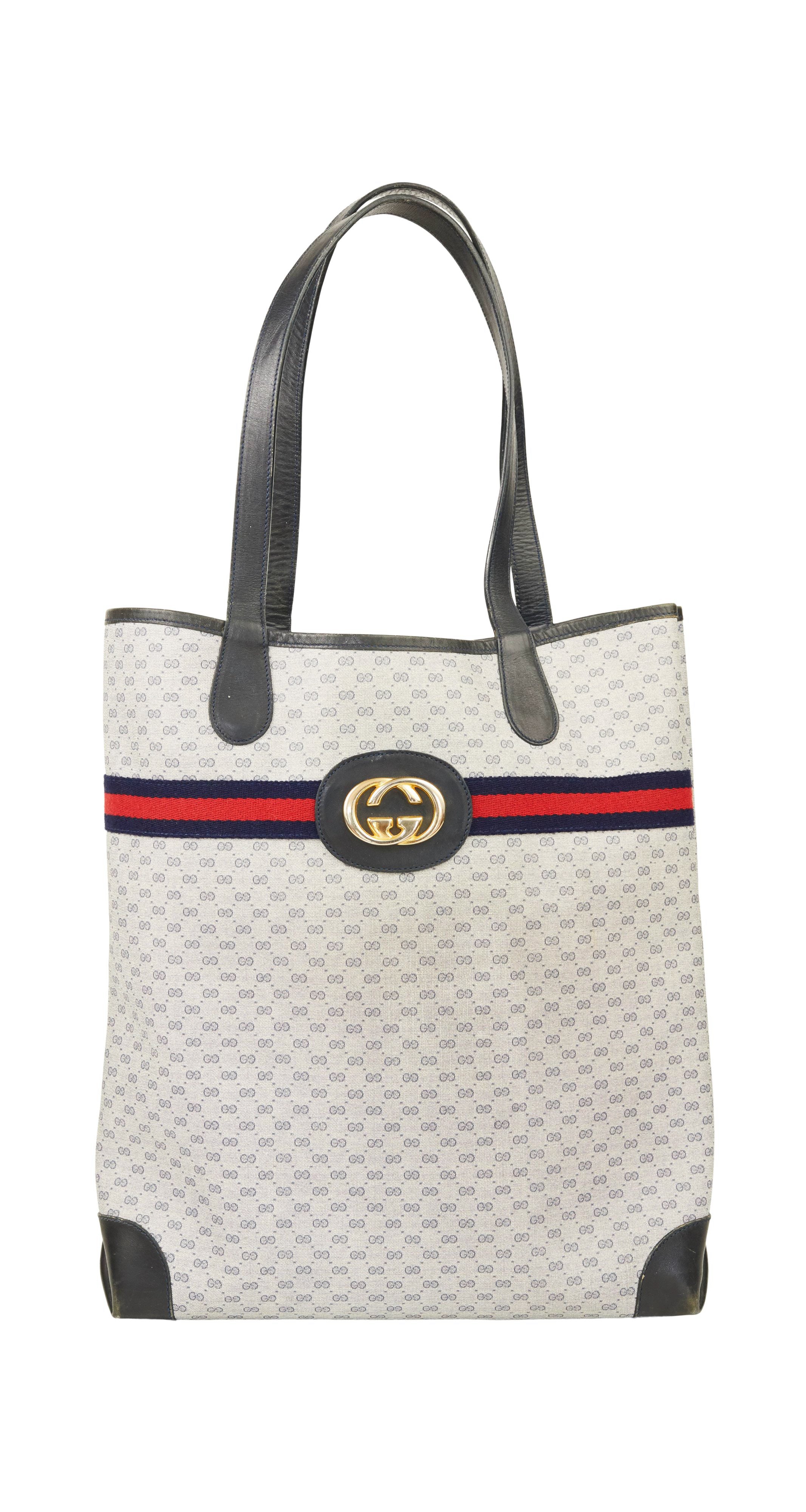 Gucci 1980s Vintage Large GG Monogram Canvas & Leather Tote – Featherstone  Vintage