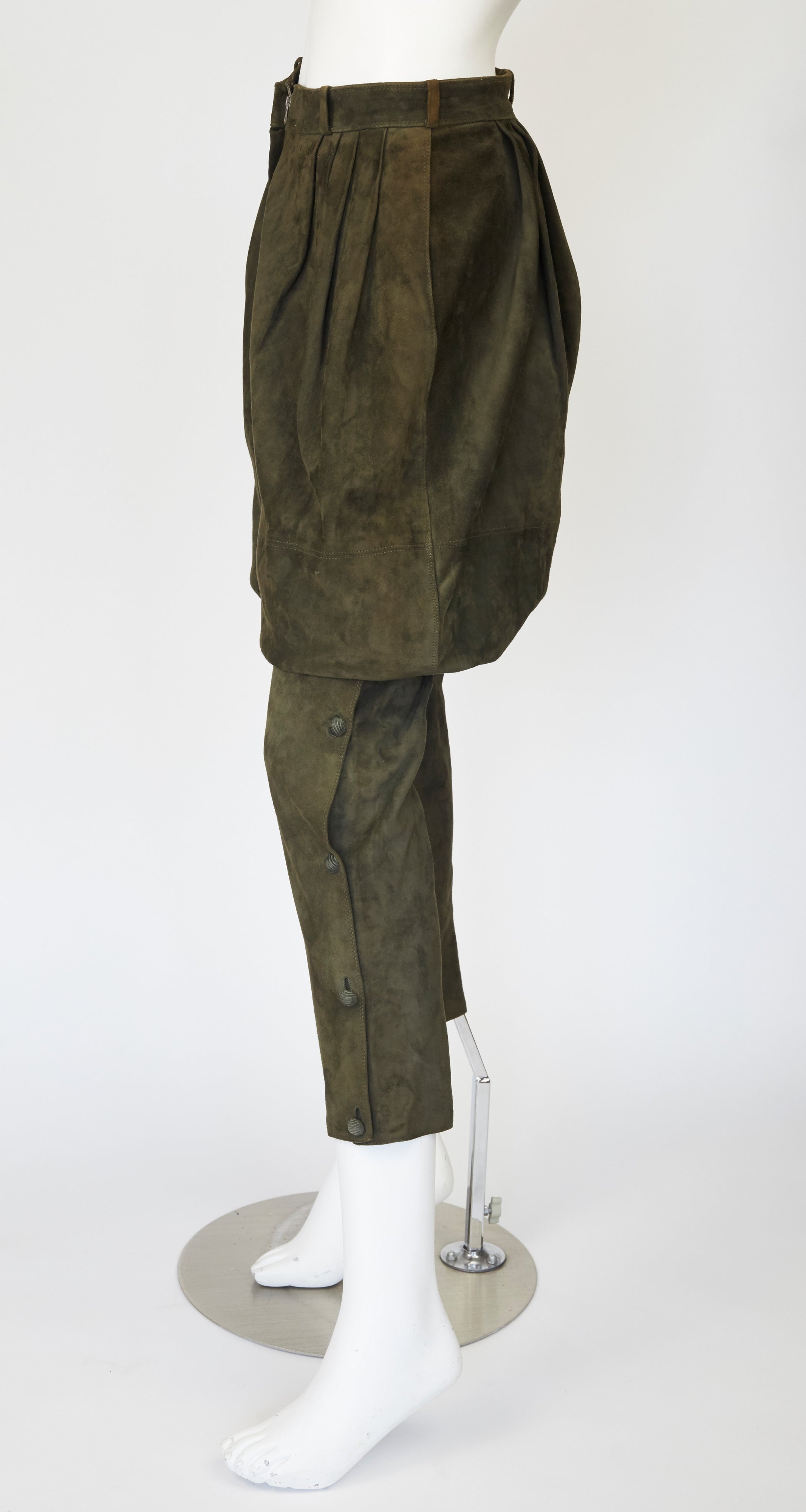 1981 Olive Green Suede & Corduroy Balloon Pants