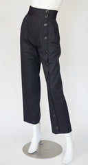 1980s "Le Smoking" Black Cotton High-Waisted Trousers
