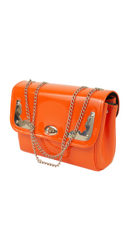 1960s Mod Orange Vinyl & Silver Handbag