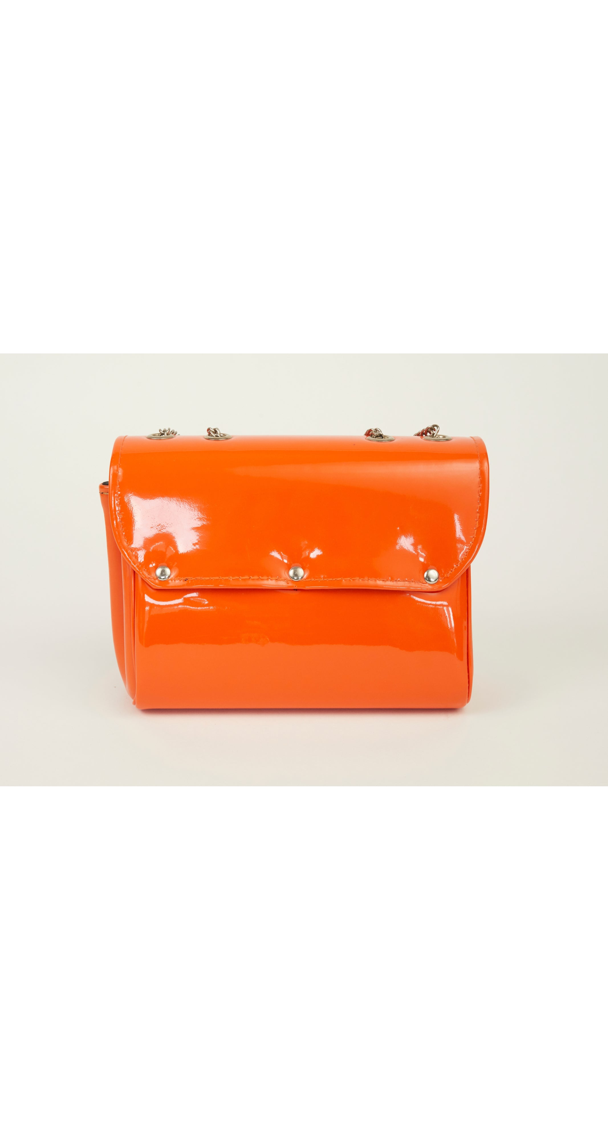 1960s Mod Orange Vinyl & Silver Handbag