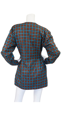 1980s Plaid Wool Hourglass Jacket