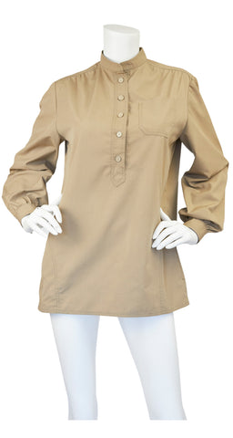 1970s Khaki Safari Style Long Sleeve Tunic