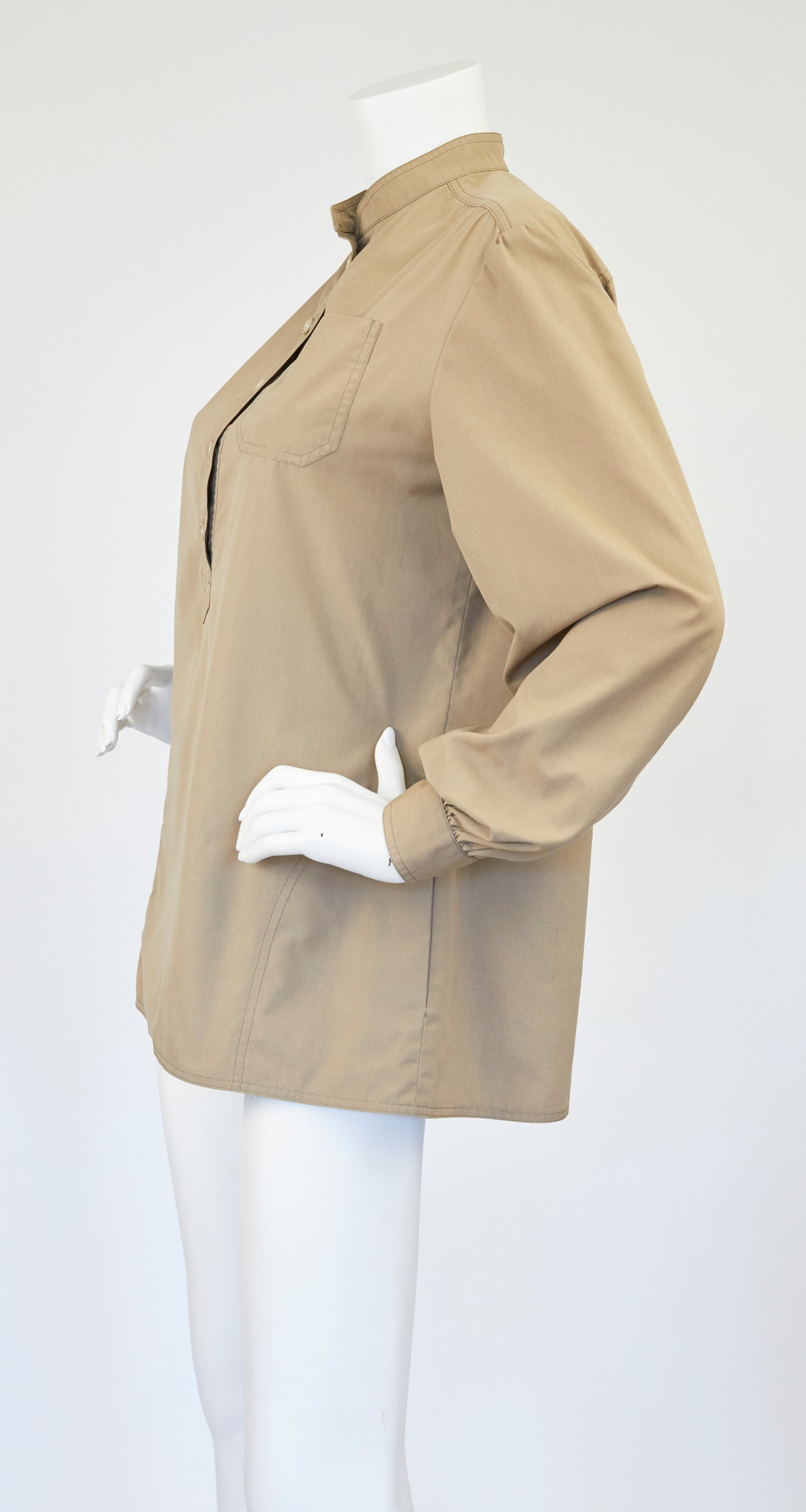 1970s Khaki Safari Style Long Sleeve Tunic