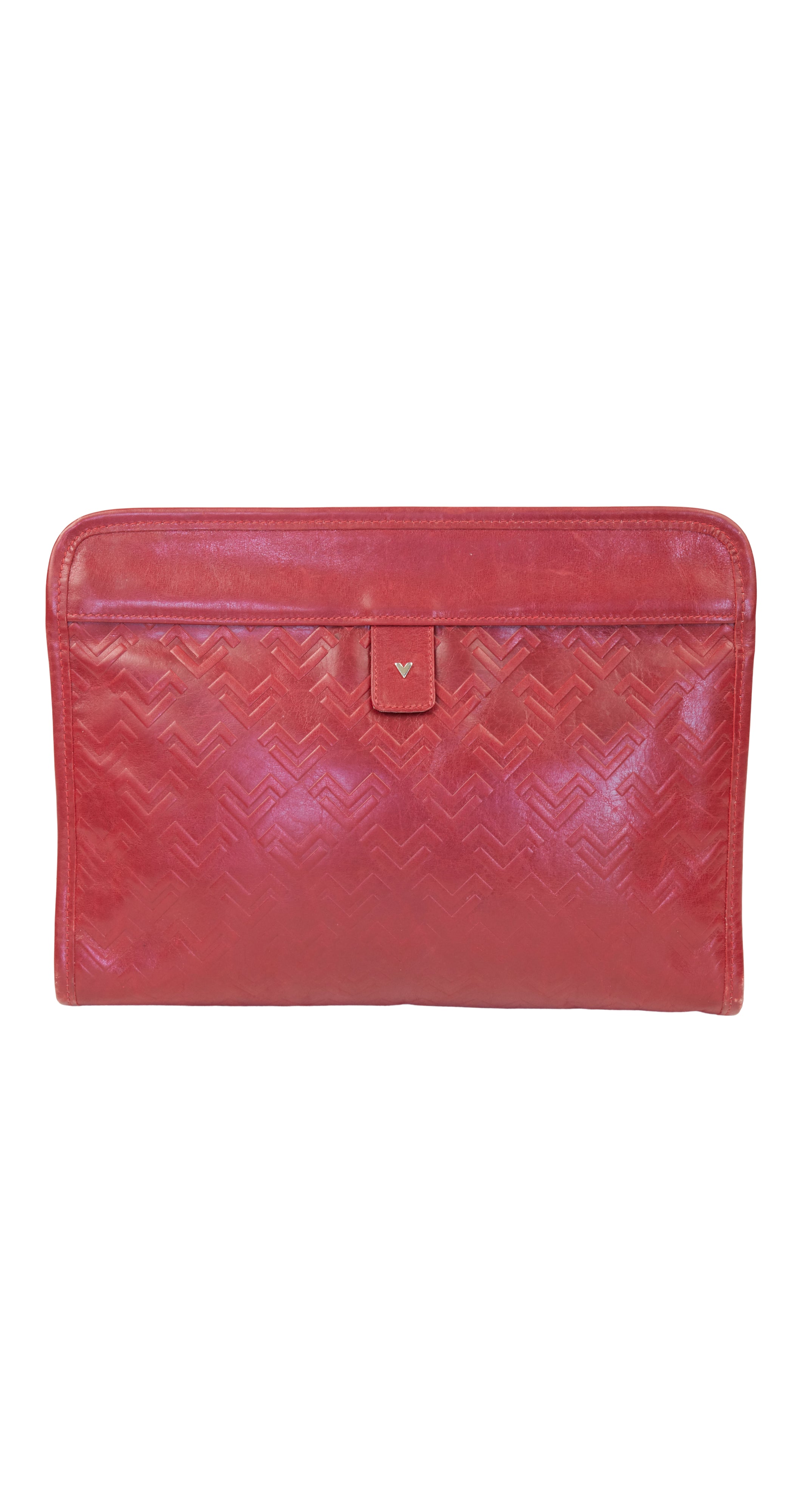 1970s Monogram Red Leather Clutch Bag