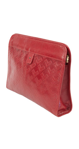 1970s Monogram Red Leather Clutch Bag