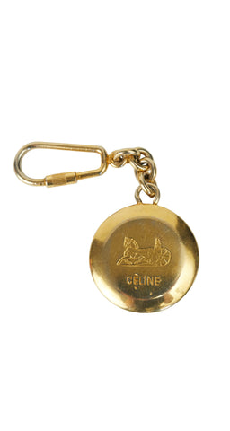 1970s Horse Carriage Logo Gold & Wood Keychain