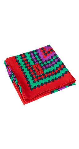 1970s Large Harlequin Print Silk Scarf