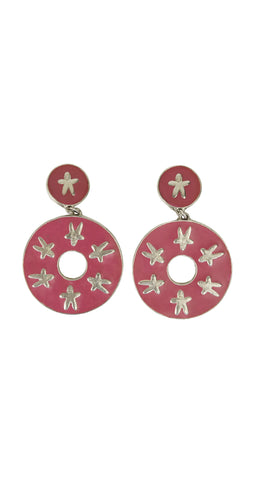 1980s French "The Goon" Enamel & Silver Clip-On Earrings