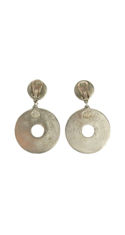 1980s French "The Goon" Enamel & Silver Clip-On Earrings
