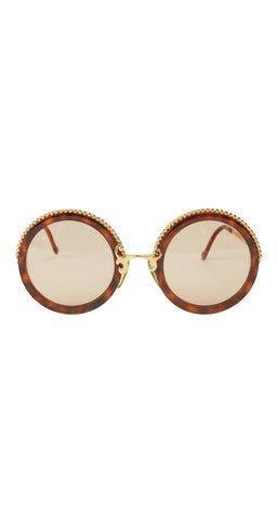 1980s Optyl 7302 10  Round Tortoiseshell & Gold Sunglasses