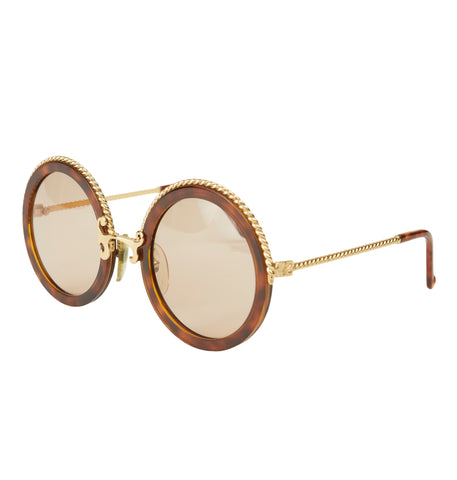 1980s Optyl 7302 10  Round Tortoiseshell & Gold Sunglasses