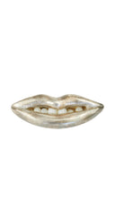 1980s French Surreal Bijoux Lips Silver Brooch