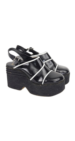 1970s Italian Patent Leather & Cork Platforms
