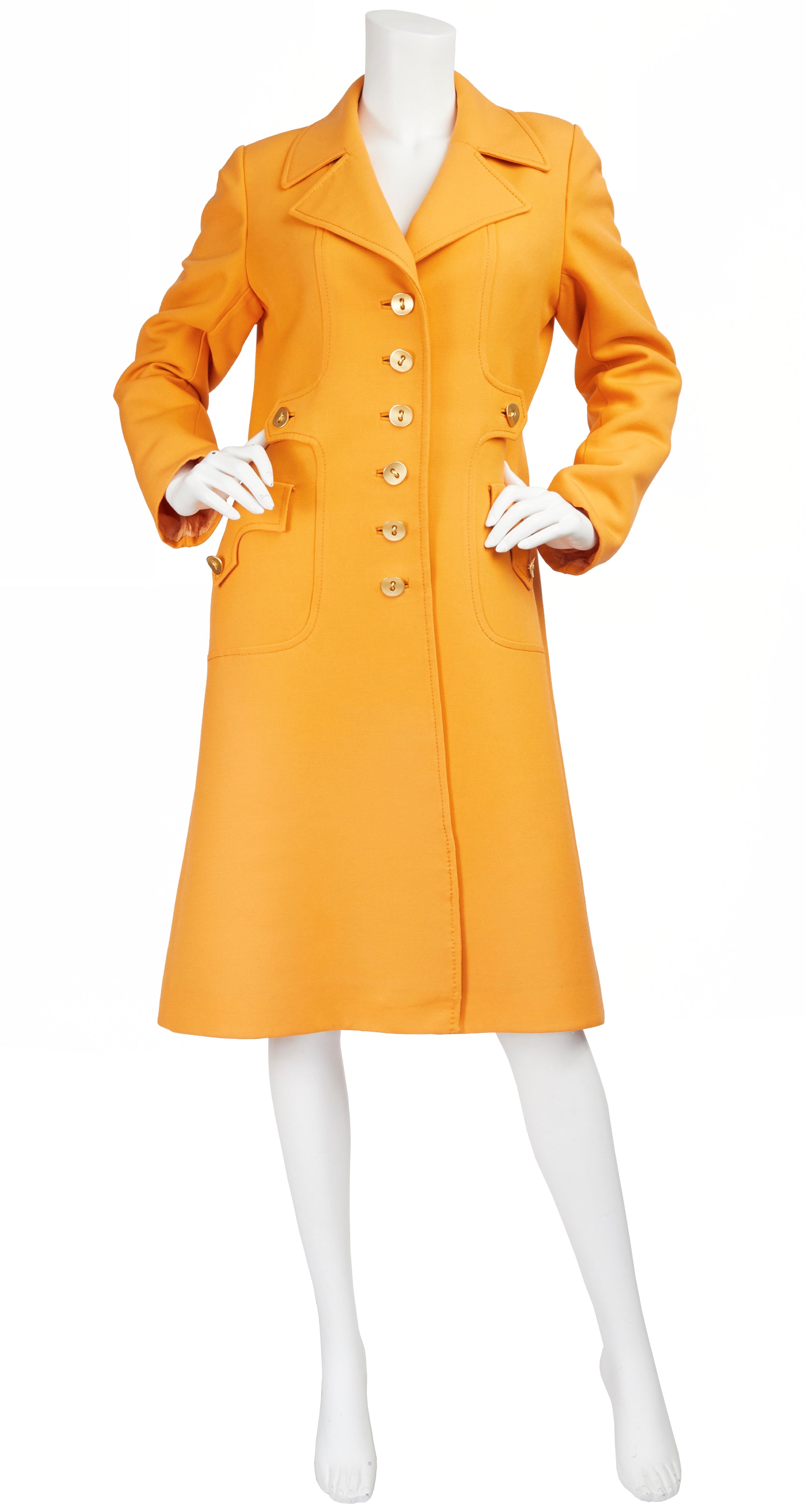 c.1970 Marc Bohan Demi-Couture Numbered Orange Wool Coat