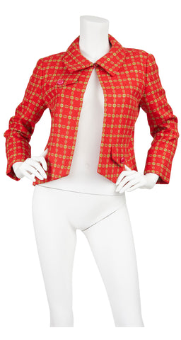 1960s Red & Green Plaid Cropped Jacket