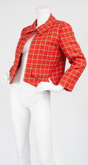 1960s Red & Green Plaid Cropped Jacket