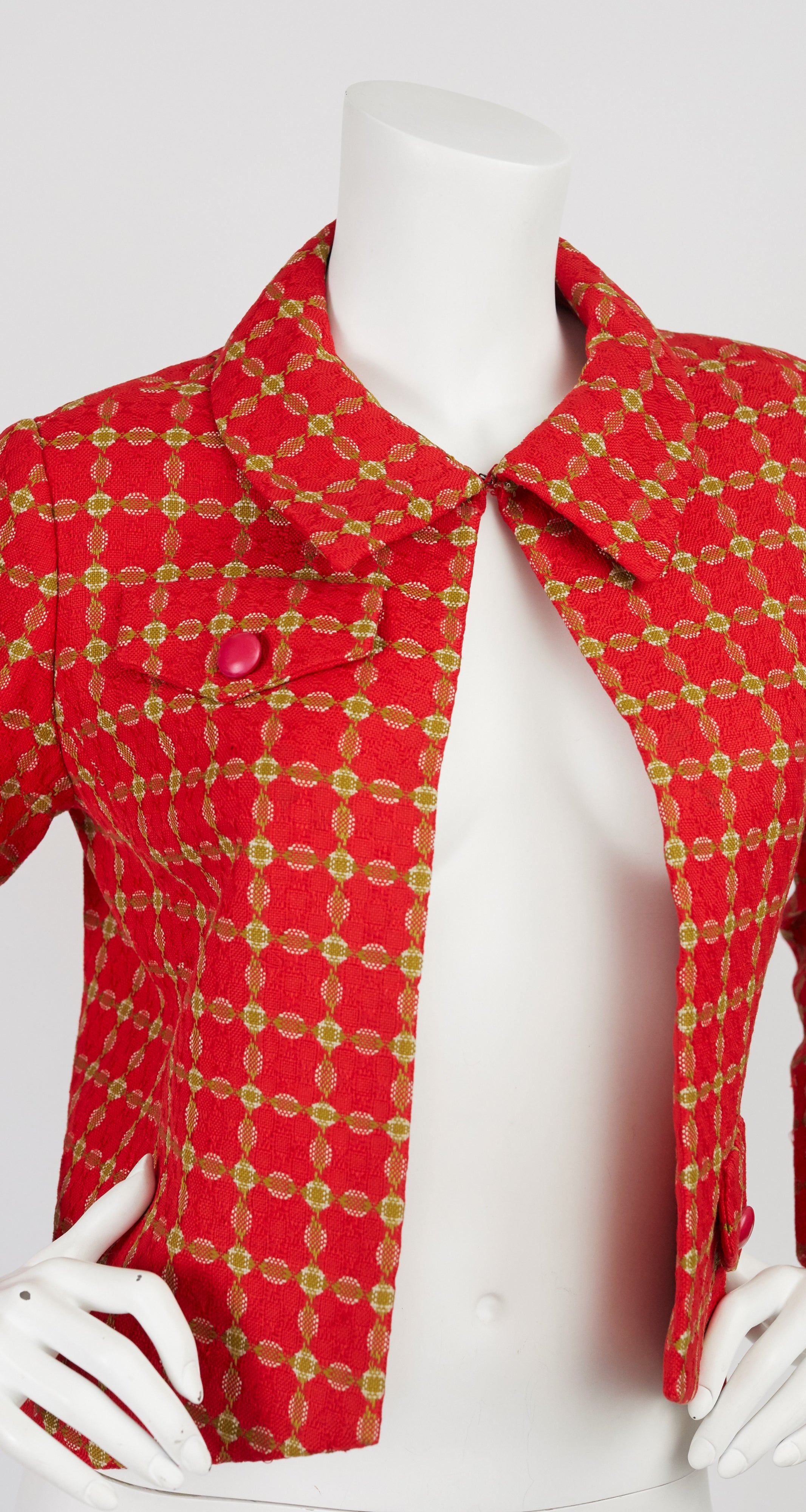 1960s Red & Green Plaid Cropped Jacket