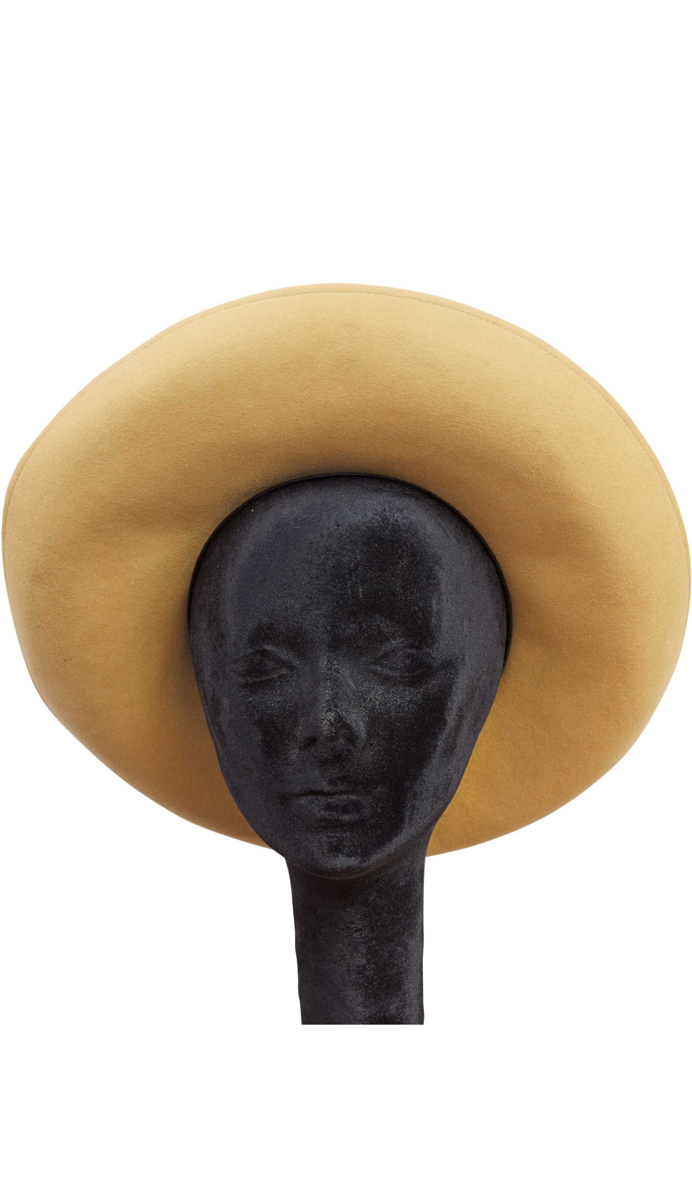 1960s Mod Beige Fur-Felt Wide Brim Hat