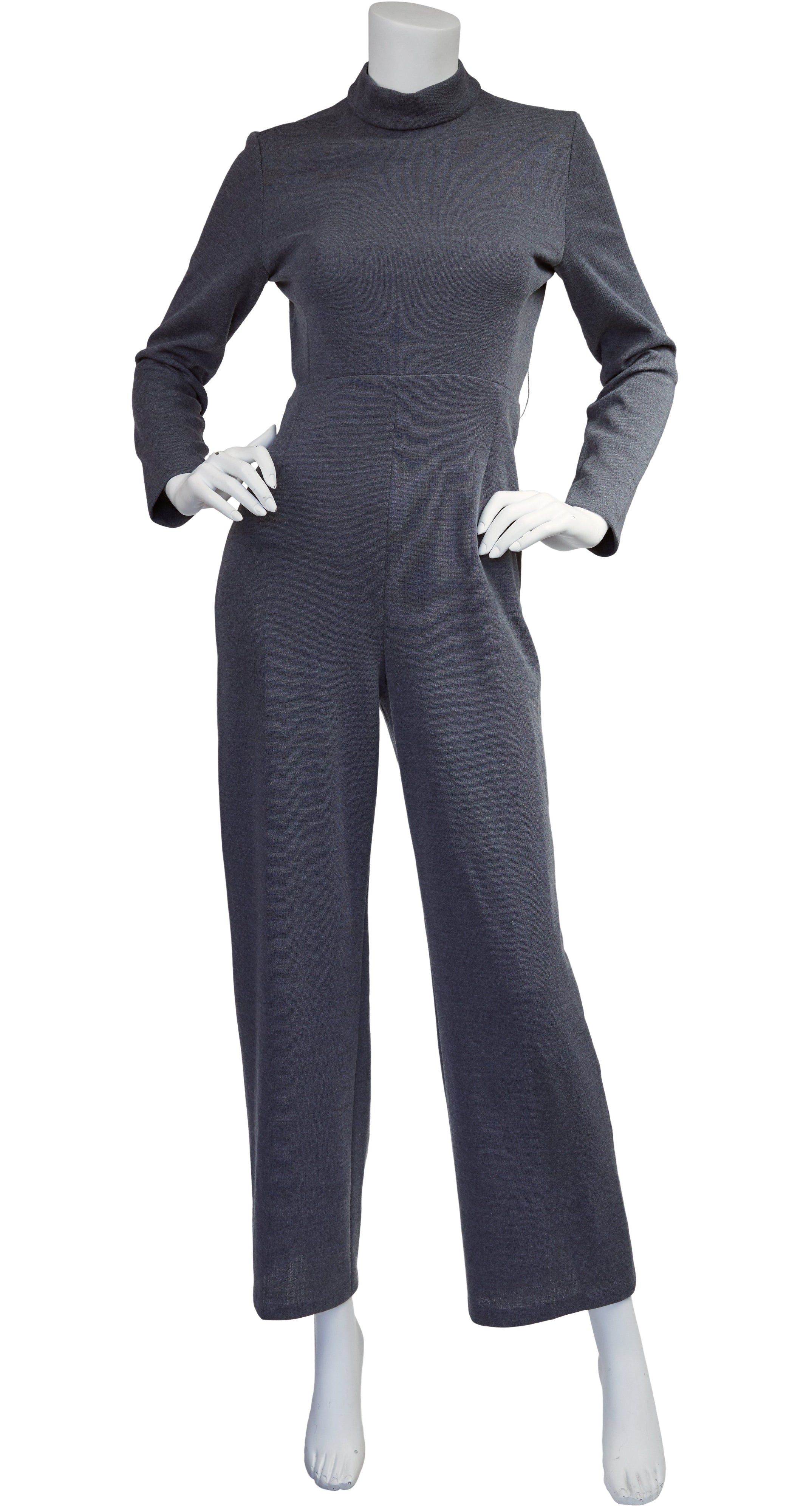 1970s Rizkallah Grey Jersey Knit Jumpsuit