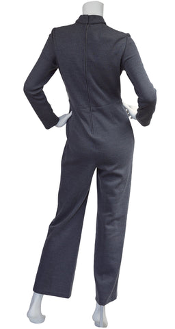 1970s Rizkallah Grey Jersey Knit Jumpsuit