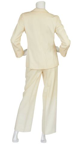 1970s Numbered Cream Wool Pantsuit