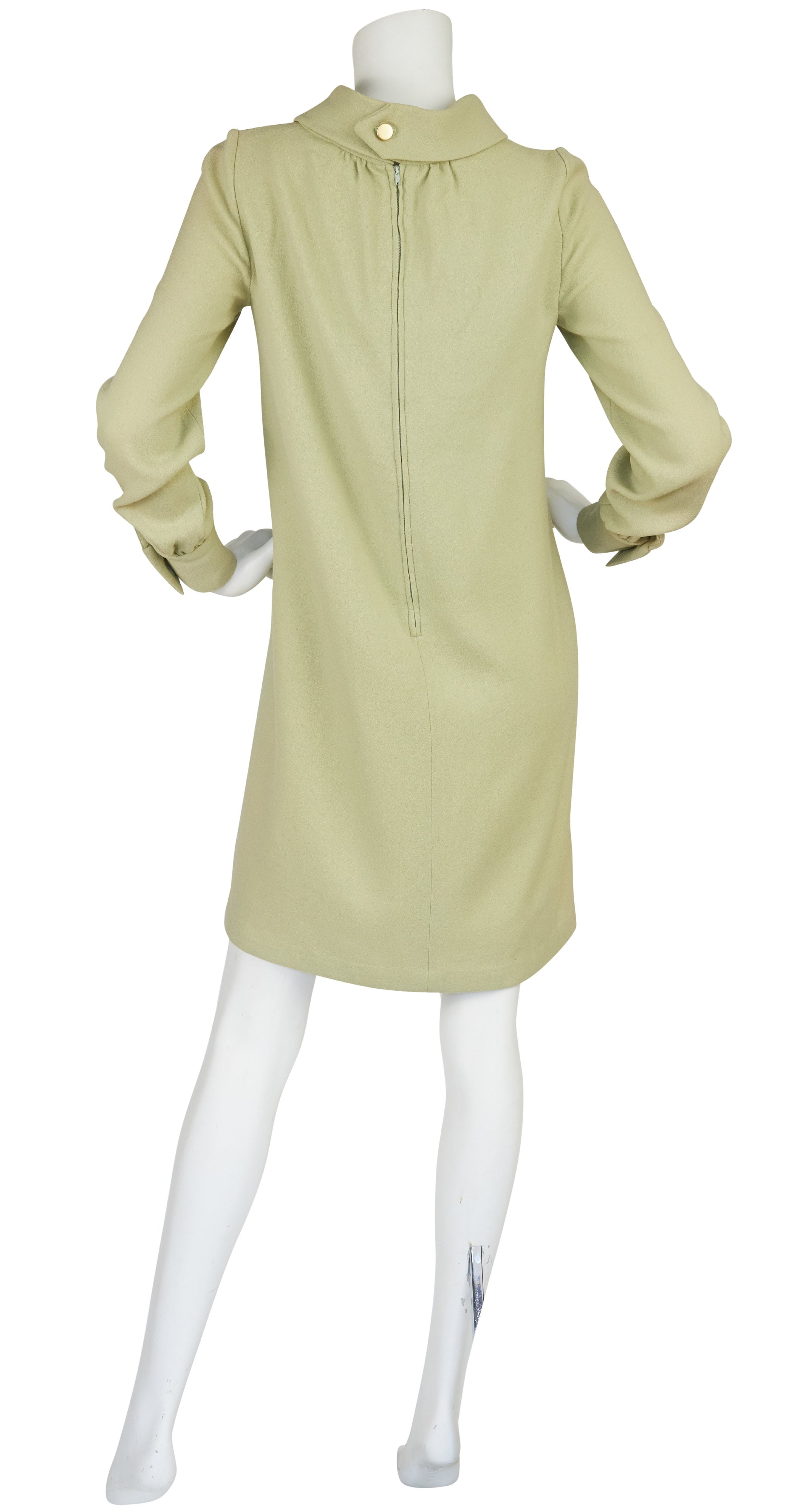1960s "Jeunesse" Mod Green Wool Crepe Dress