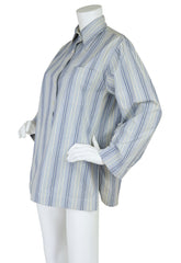 1970s Blue Striped Cotton Collared Tunic