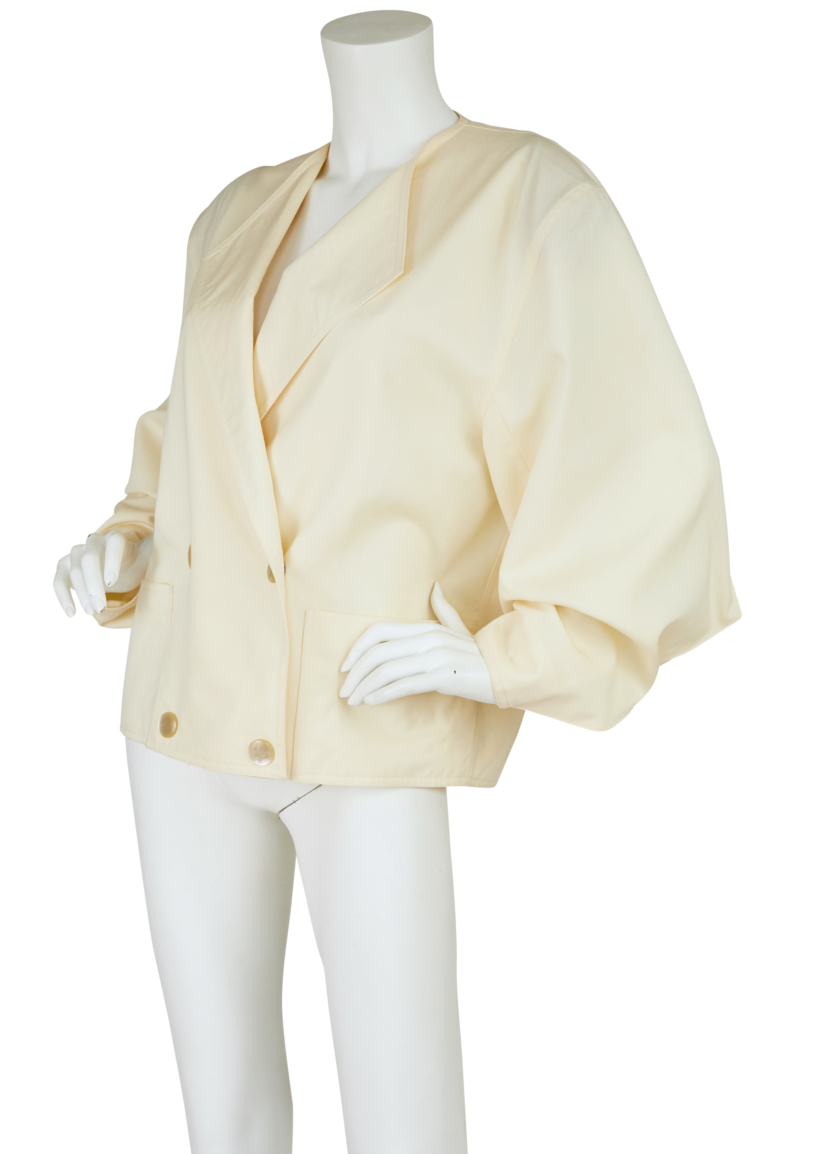 1980s Triangle Sleeve Cream Wool Jacket