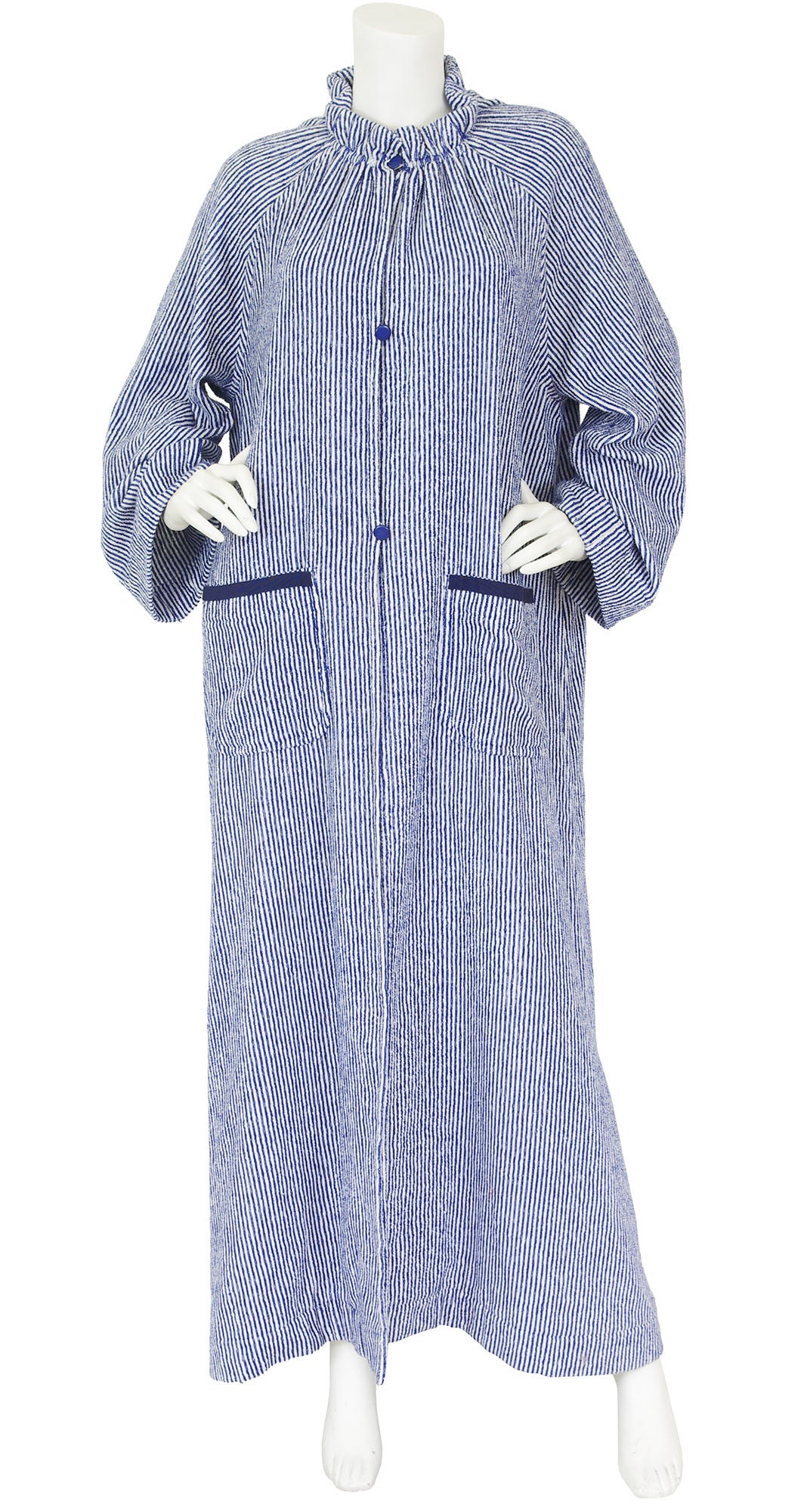 Haute Couture 1970s Striped Terry Cloth Caftan Robe