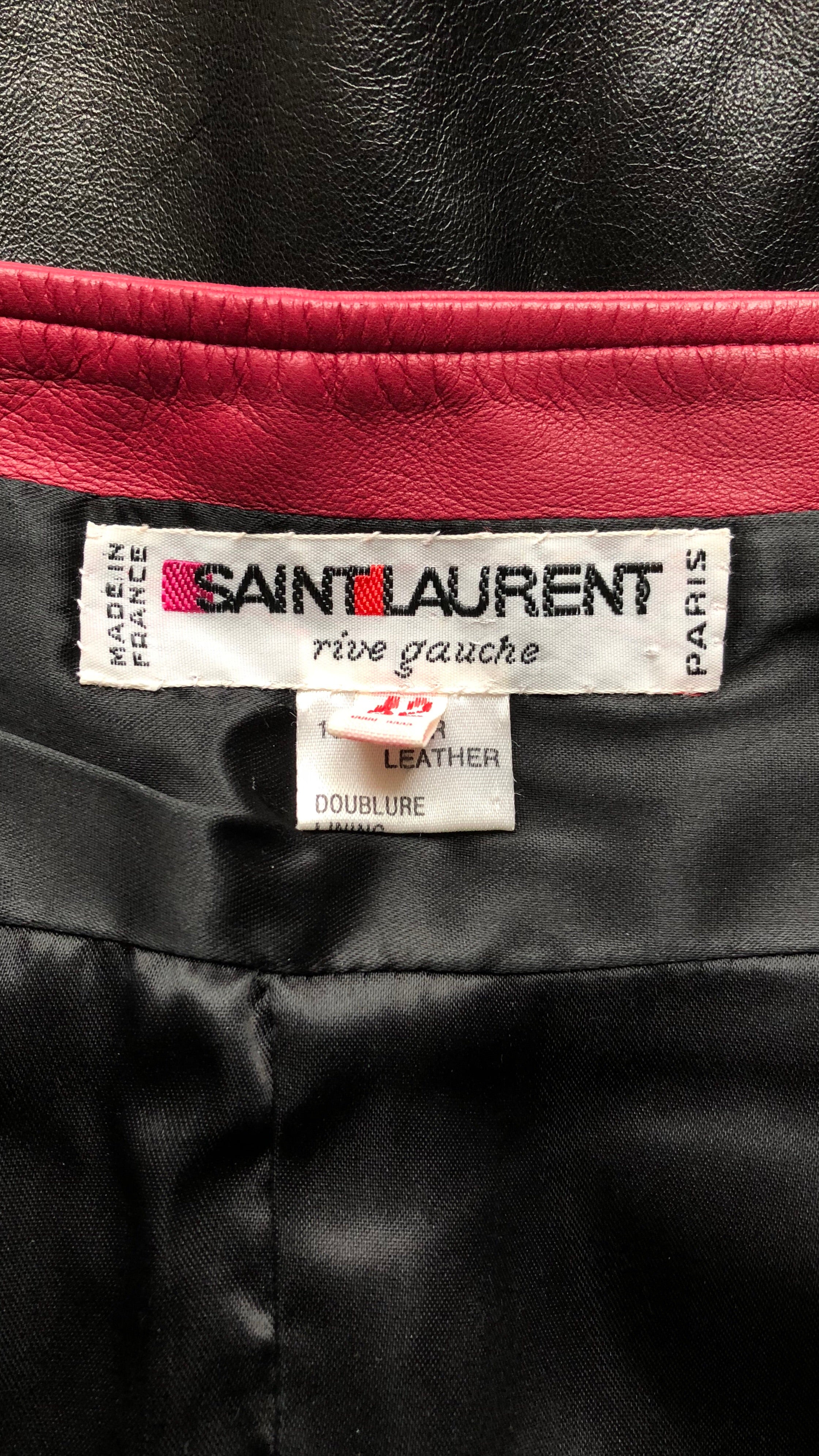 1983-84 F/W Runway Red & Black Leather High-Waisted Skirt