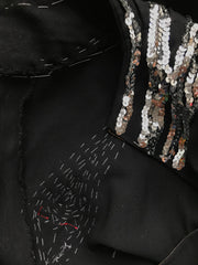 Dazzling Sequin Snake Black Crepe Dress