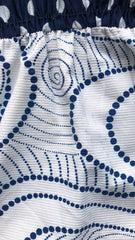1971 Documented Blue & White Cotton Off-the-Shoulder Dress
