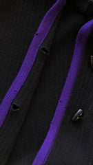 1970s Purple & Black Ribbed Wool Toggle Sweater