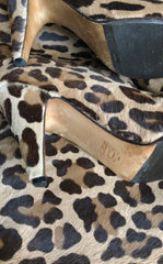 1980s Italian Leopard Print Pony Fur Thigh-High Boots