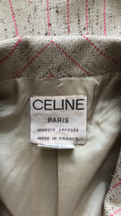 1970s Pinstripe Beige Raw Silk Collared Jacket