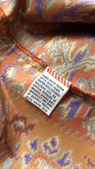 1970s Ruffle Aztec-Inspired Floral & Paisley Print Blouse