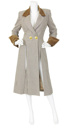 1993 FW Runway Houndstooth Wool & Velvet Coat