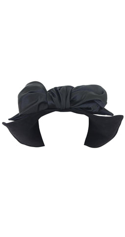 1980s Nicole Tokyo Black Beaded Rabbit Large Satin Bow Hat