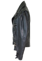 1980s Johnsons Black Leather Motorcycle Jacket