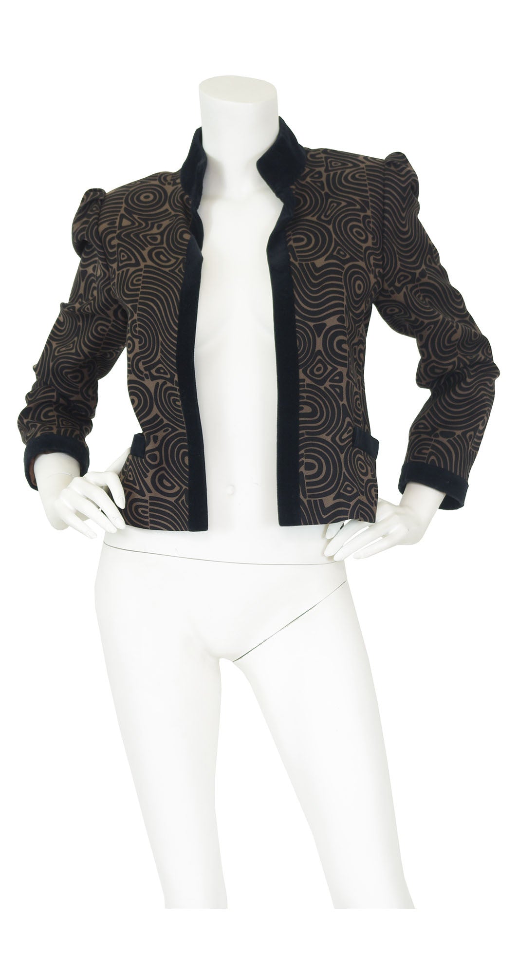 1970s Brown & Black Abstract Wool Jacket