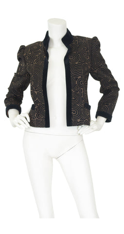 1970s Brown & Black Abstract Wool Jacket