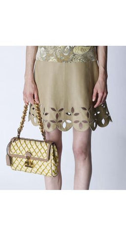 2011 Resort Mod Beige Leather Cut-Out Dress