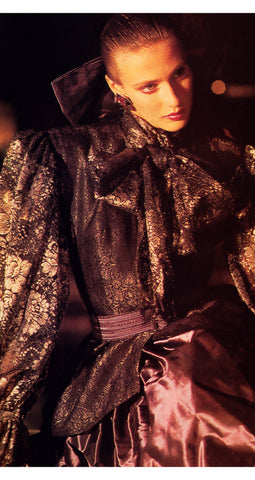 1986 Documented & Numbered Gold Lamé Black Lace Blouse