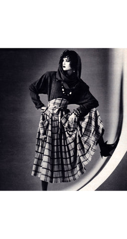 1984 Documented Plaid High-Waisted Suspender Skirt