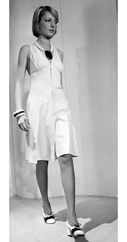 1973 S/S Runway Cream Raw Silk Tennis Style Dress
