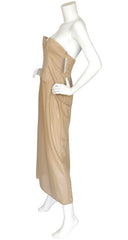NWT "Premiere" Nude Strapless Bustier Evening Dress