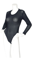 1970s Black Knit Long Sleeve Bodysuit